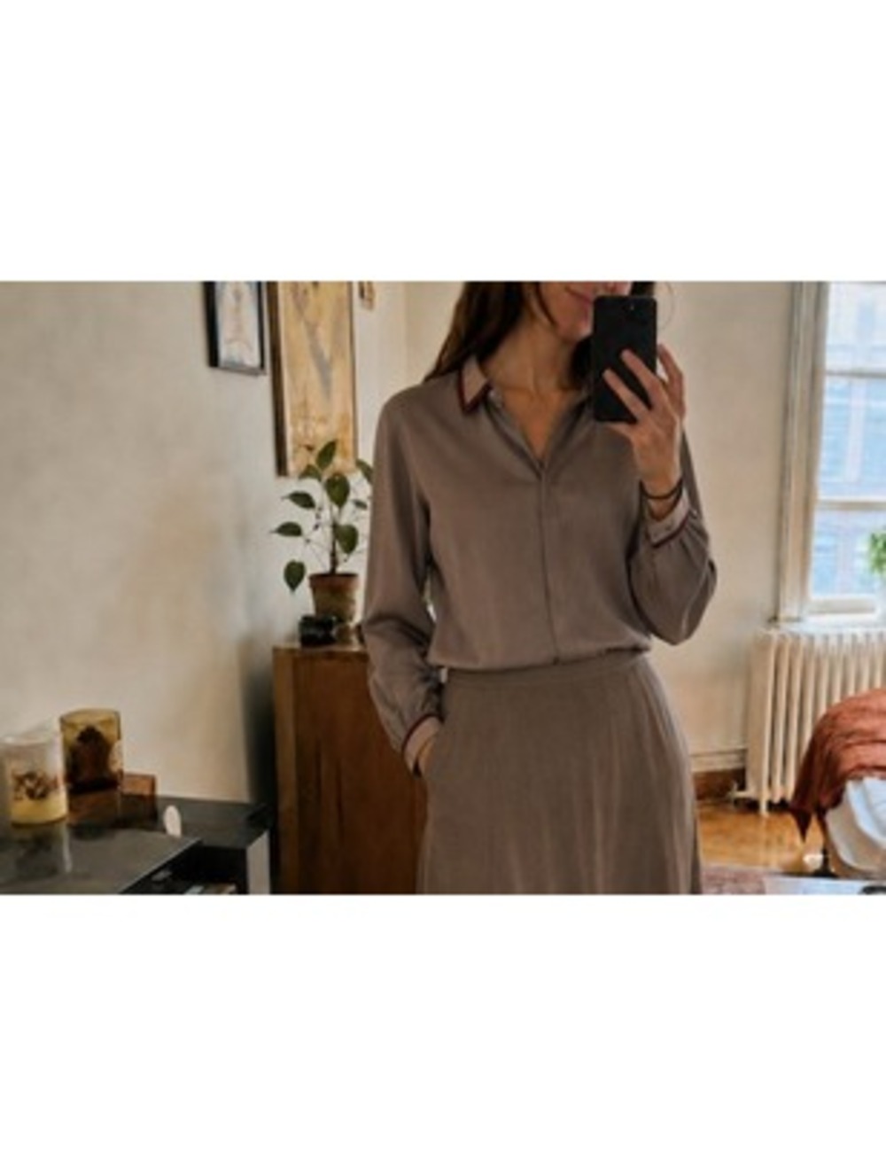 Vintage 1980s Silk Blouse - Medium